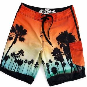 Free World Board Shorts Palm Tree size 30